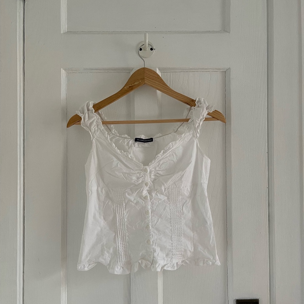 Brandy Melville white cotton ruffled top